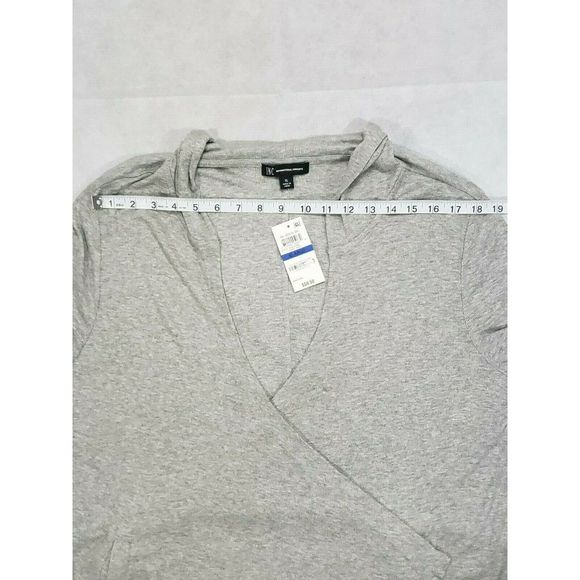 INC Womens Cardigan Gray Varsity Hooded Ribbed - Picture 4 of 8